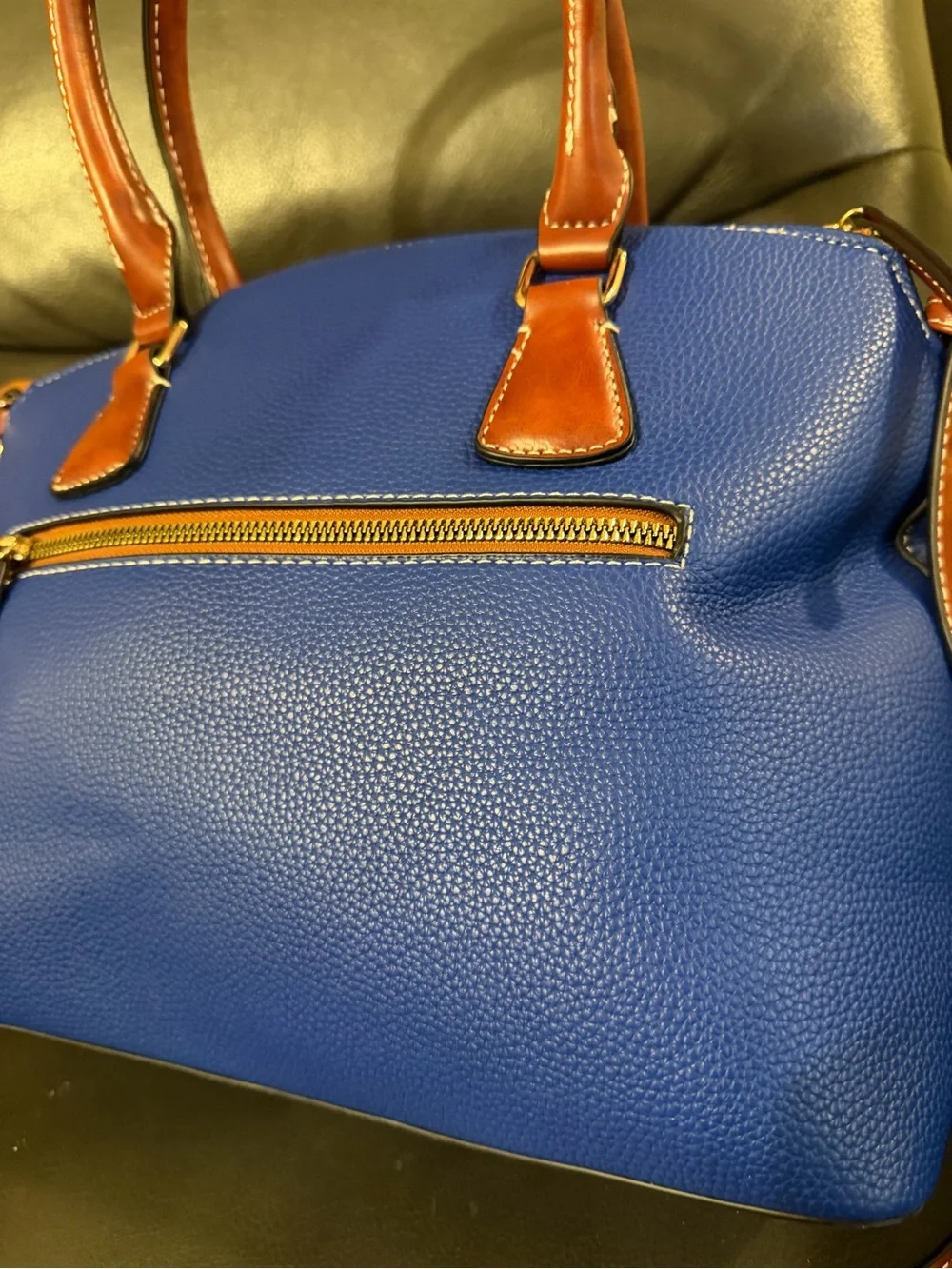 Blue and Brown Women’s Satchel Handbag
